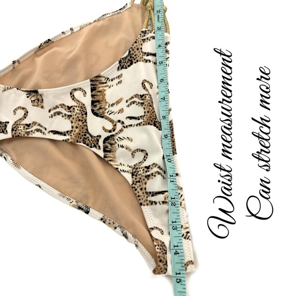 New AE AERIE Big Cats Bikini Bottom Metallic Gold Knot Accent Size M Swim Bottom - Picture 10 of 10